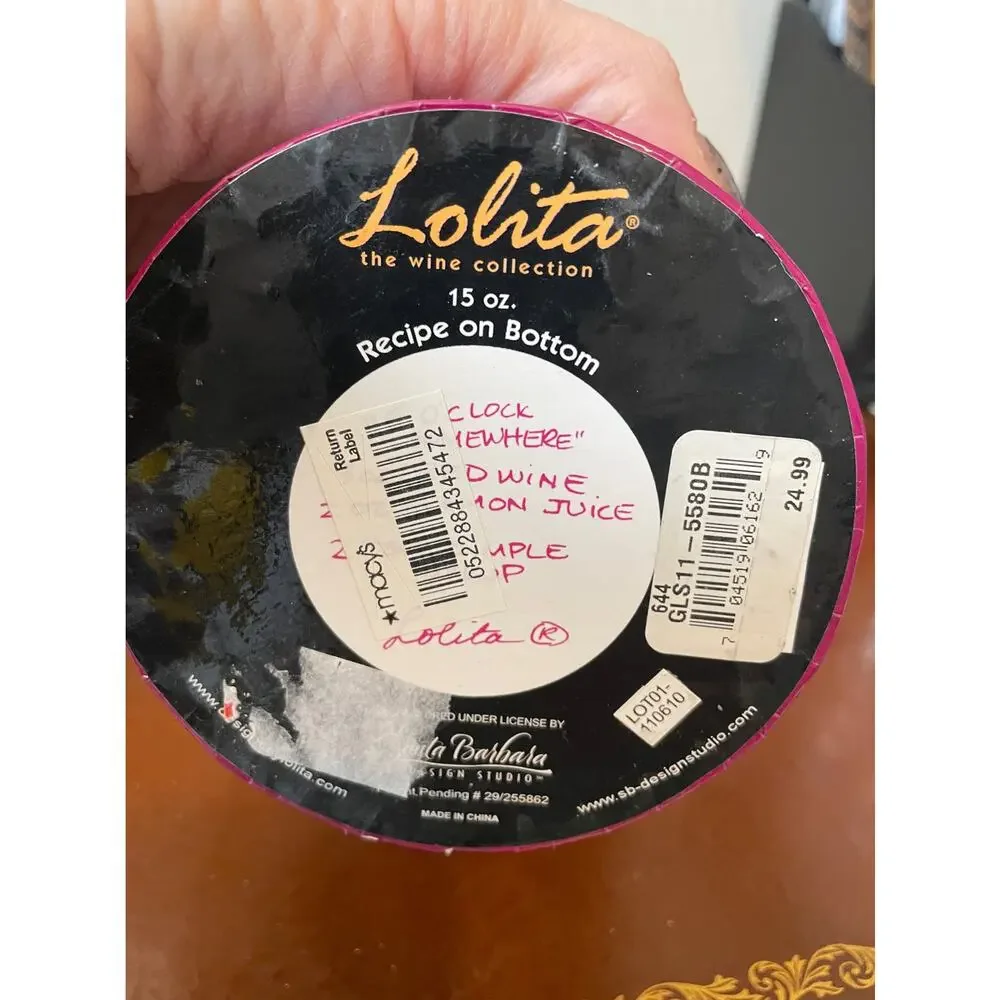 NWT Lolita Wine Glass It’s 5’Oclock Somewhere